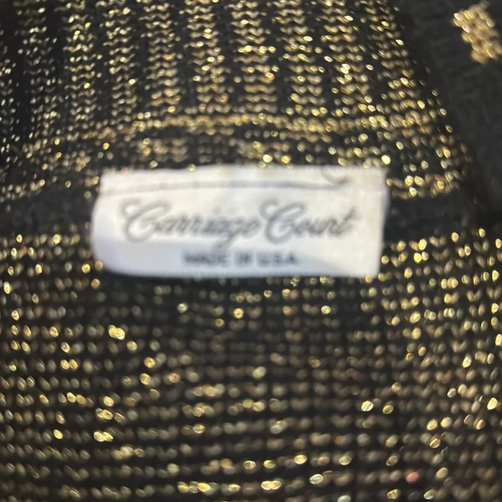 Vintage Carriage Court‎ Gold Metallic Open Cardigan